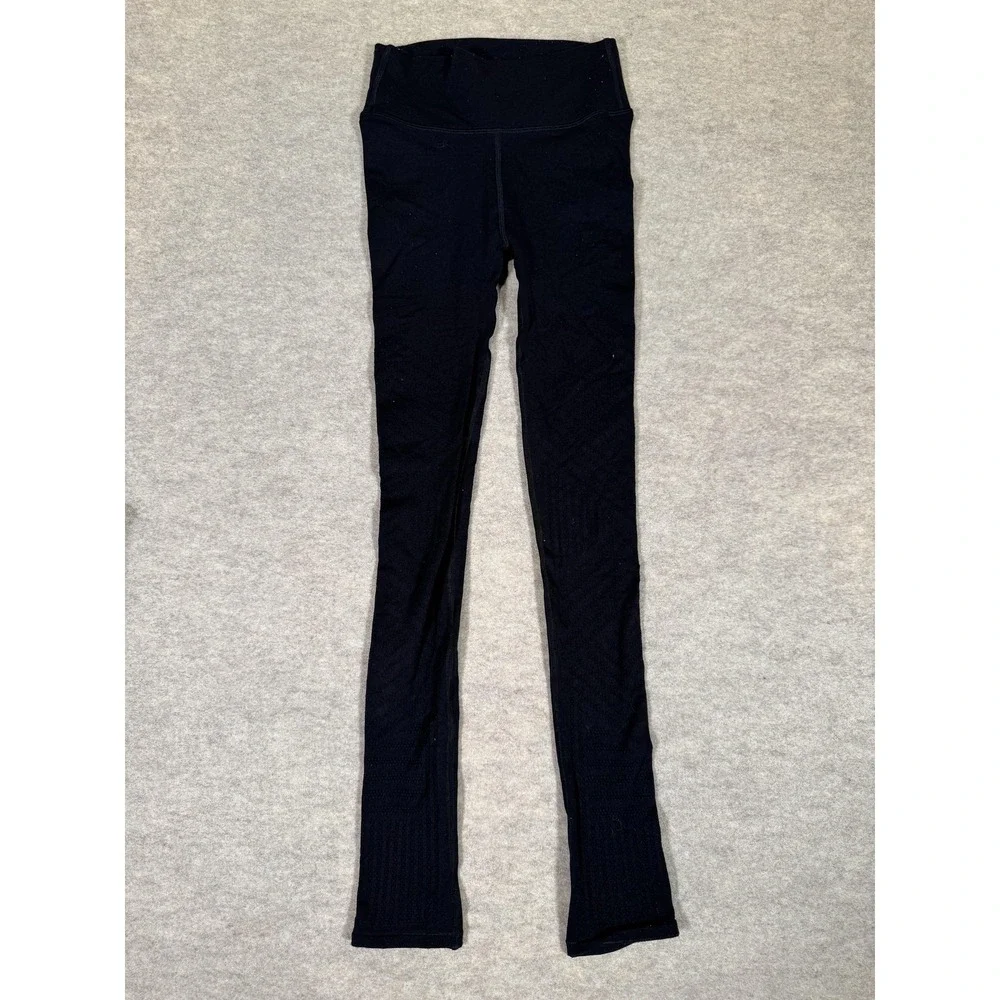 Lululemon Leggings Womens 2 Black‎ High Rise Ankle Jacquard Knit Yoga Athletic